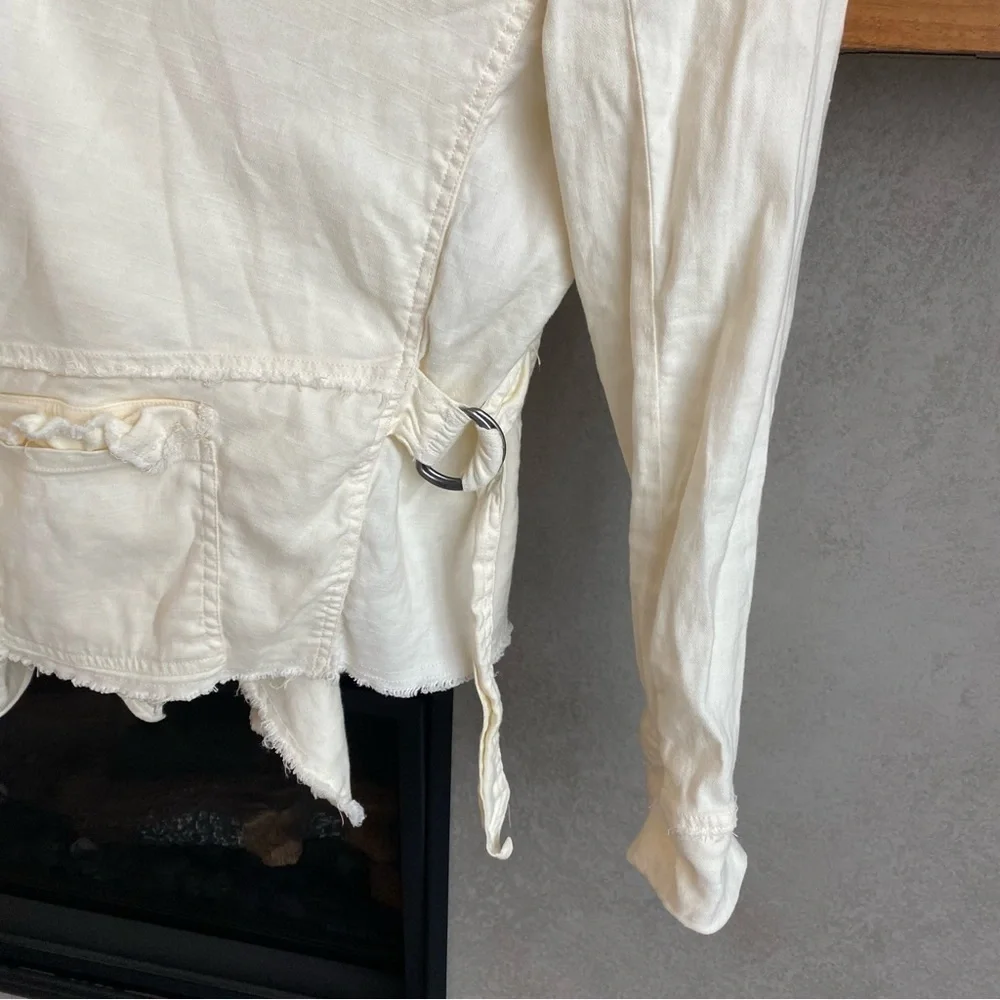 NWOT Free People Rae Femme Ivory Linen Jacket, Size XS